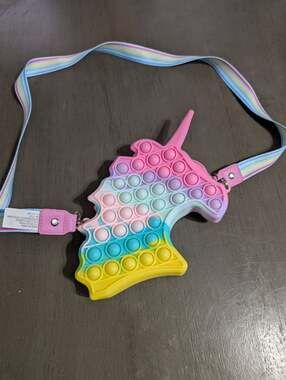 Rainbow unicorn bubble popper purse